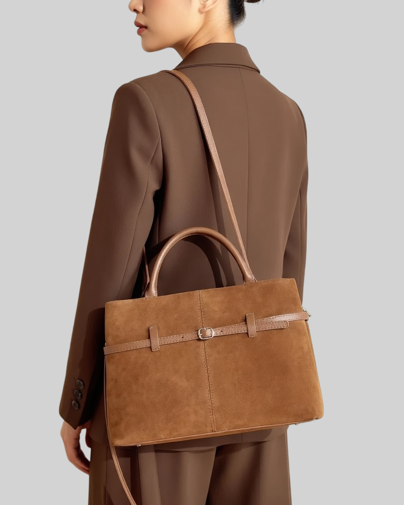 Damen Handtasche aus Wildleder und Echtleder – Geräumig & Elegant – Premium Schultertasche