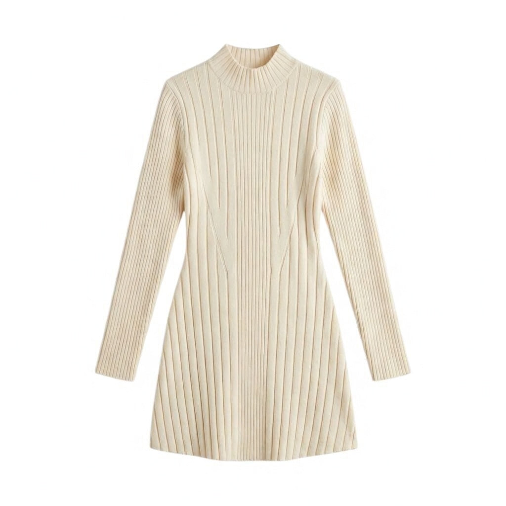 Elegantes Strickkleid mit Stehkragen und A-Linie – Zeitlose Eleganz