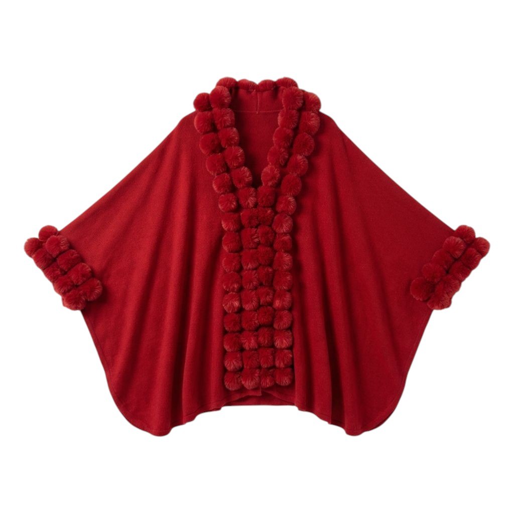 Zeitloses Damen Cape mit Kunstfell – Eleganter Strick Poncho