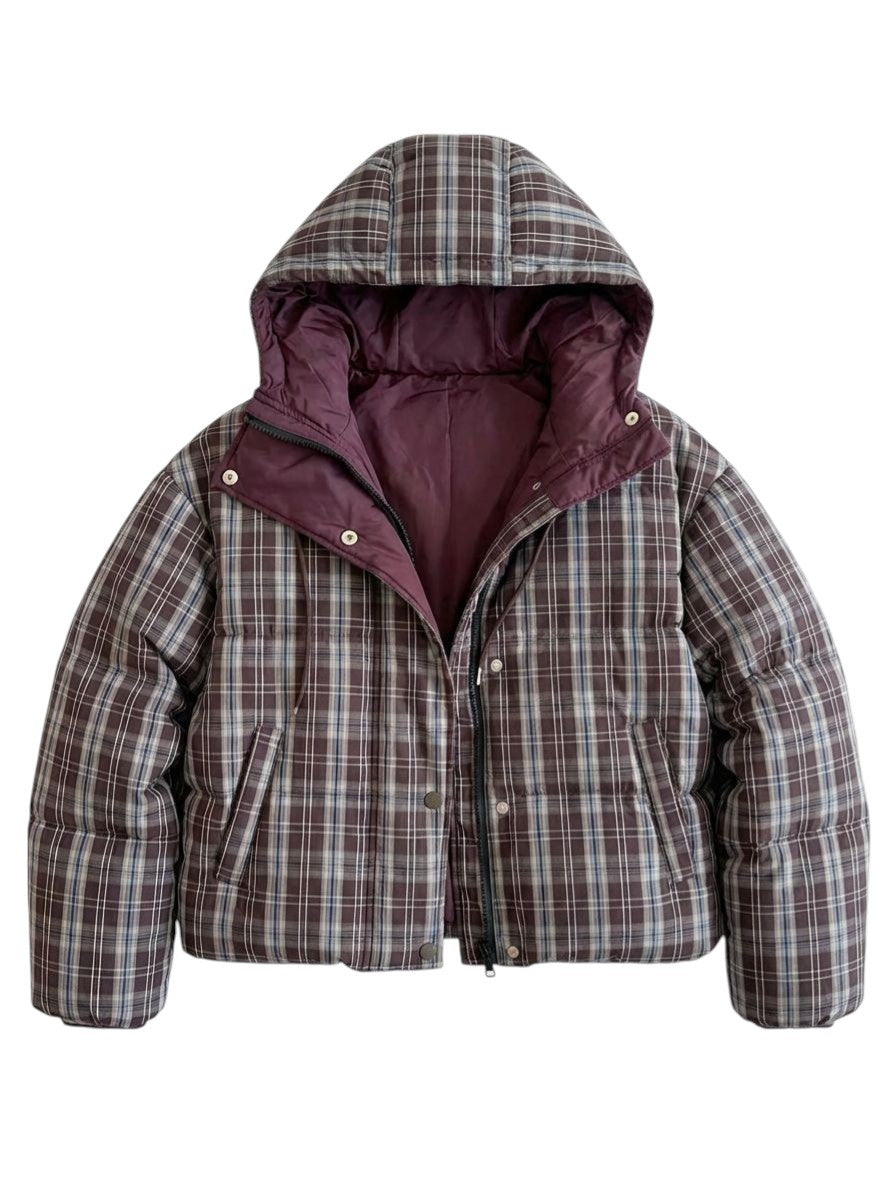 Karierte Damen Winterjacke mit Kapuze – Warme & Komfortable Jacke