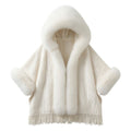 Luxus Plüsch Cape mit Faux-Fur – Eleganter Winter Poncho für Damen