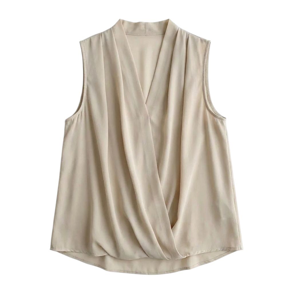 Seidenbluse mit V-Ausschnitt – Ärmelloses Damen Top