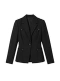 Damen Blazer Schwarz – Slim Fit mit Reverskragen und Taschen
