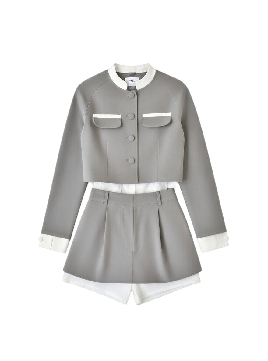 Elegantes Tweed-Set mit Blazer und Shorts für Damen