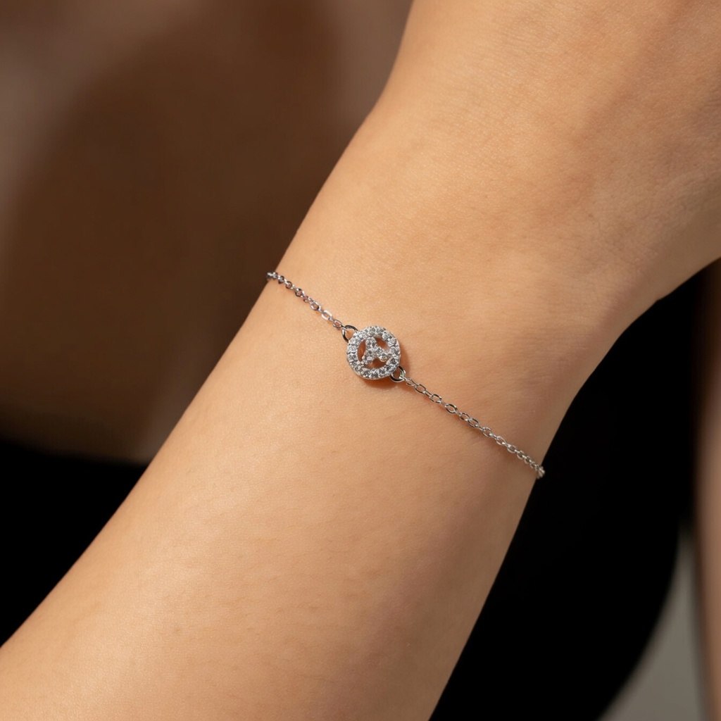 925 Sterling Silber Armband, Vergoldet oder Platinbeschichtet, mit Blauem Zirkonia Kreis Anhänger – Zeitlos & Feminin