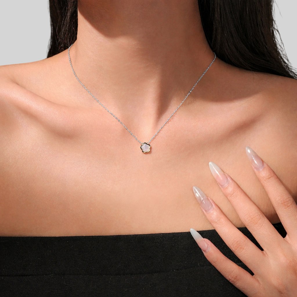 Edle 925 Sterling Silber Halskette, vergoldet oder platinbeschichtet, mit Muschelblumen Anhänger – Zart, minimalistisch & elegant für Damen