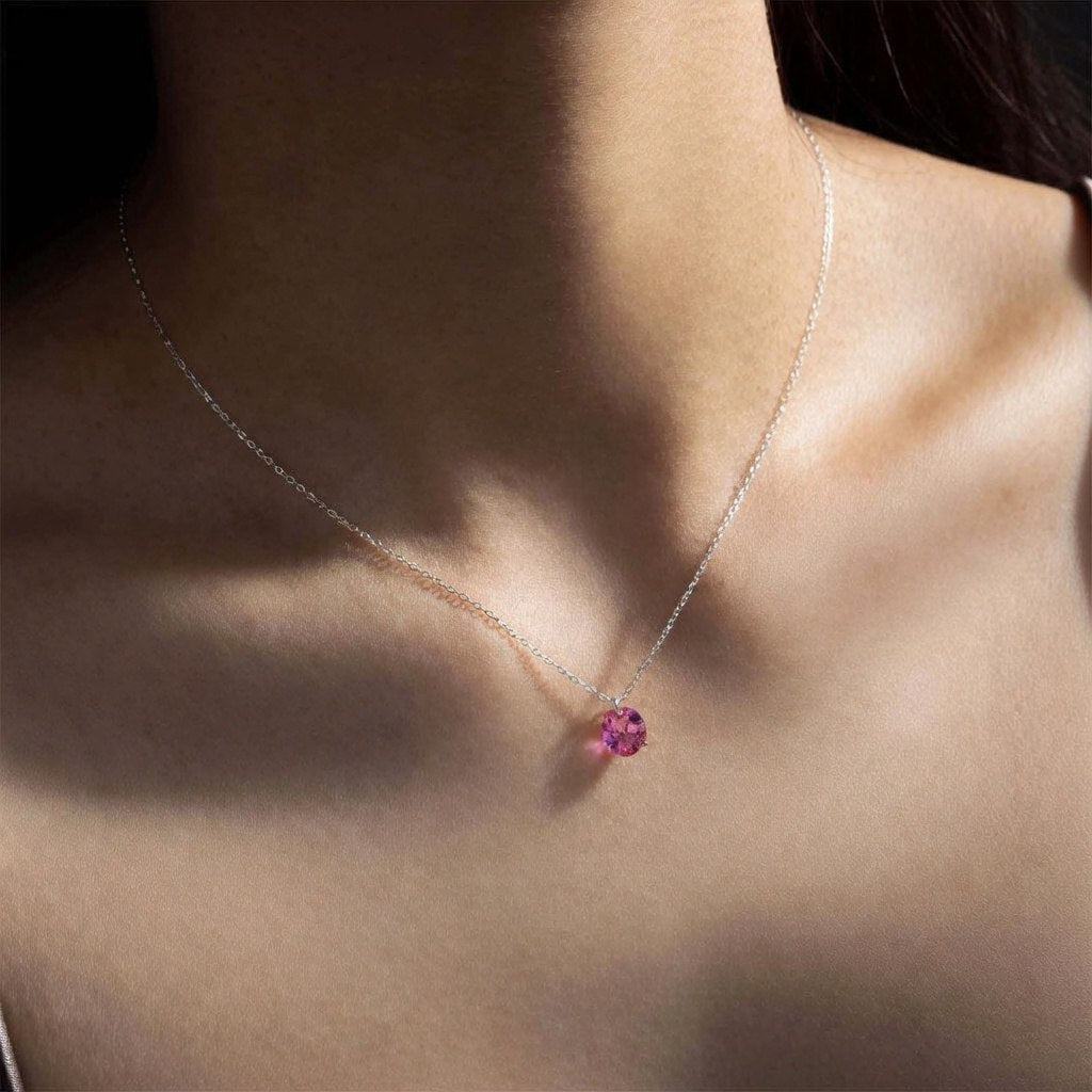 Luxuriöse Damen Halskette 925 Sterling Silber – Rosa Zirkonia Anhänger Oval, Modern & Stilvoll, Vergoldet oder Platinbeschichtet