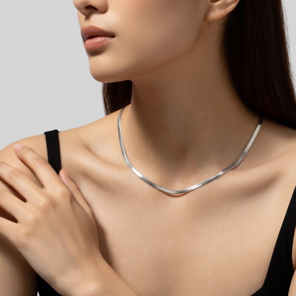 Damen Choker aus 925 Sterling Silber – Vergoldet oder Platinbeschichtet, Elegant und Modern