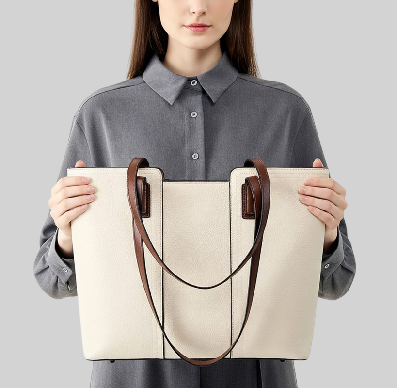 Damen Schultertasche aus Echtleder – Große Business Tote für Laptop – Elegant & Geräumig