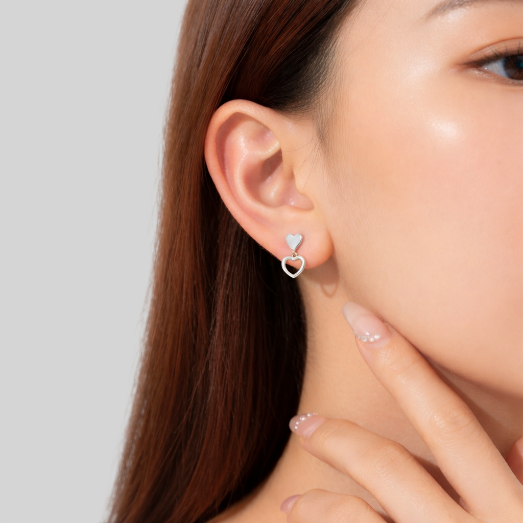 925 Sterling Silber Herz Ohrstecker – Schlicht, Elegant & Minimalistisch – Vergoldet oder Platinbeschichtet