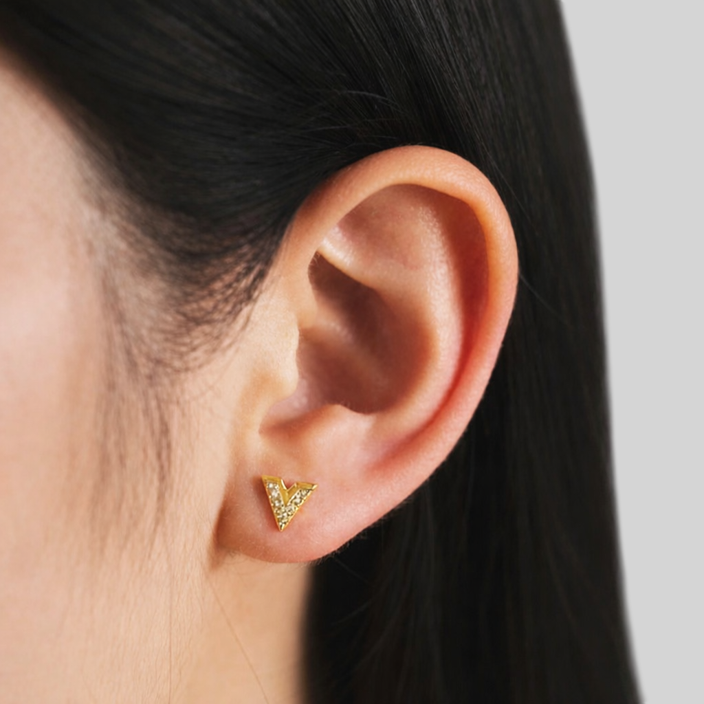 925 Sterling Silber V Ohrstecker mit Zirkonia – Elegant, Minimalistisch – Vergoldet oder Platinbeschichtet