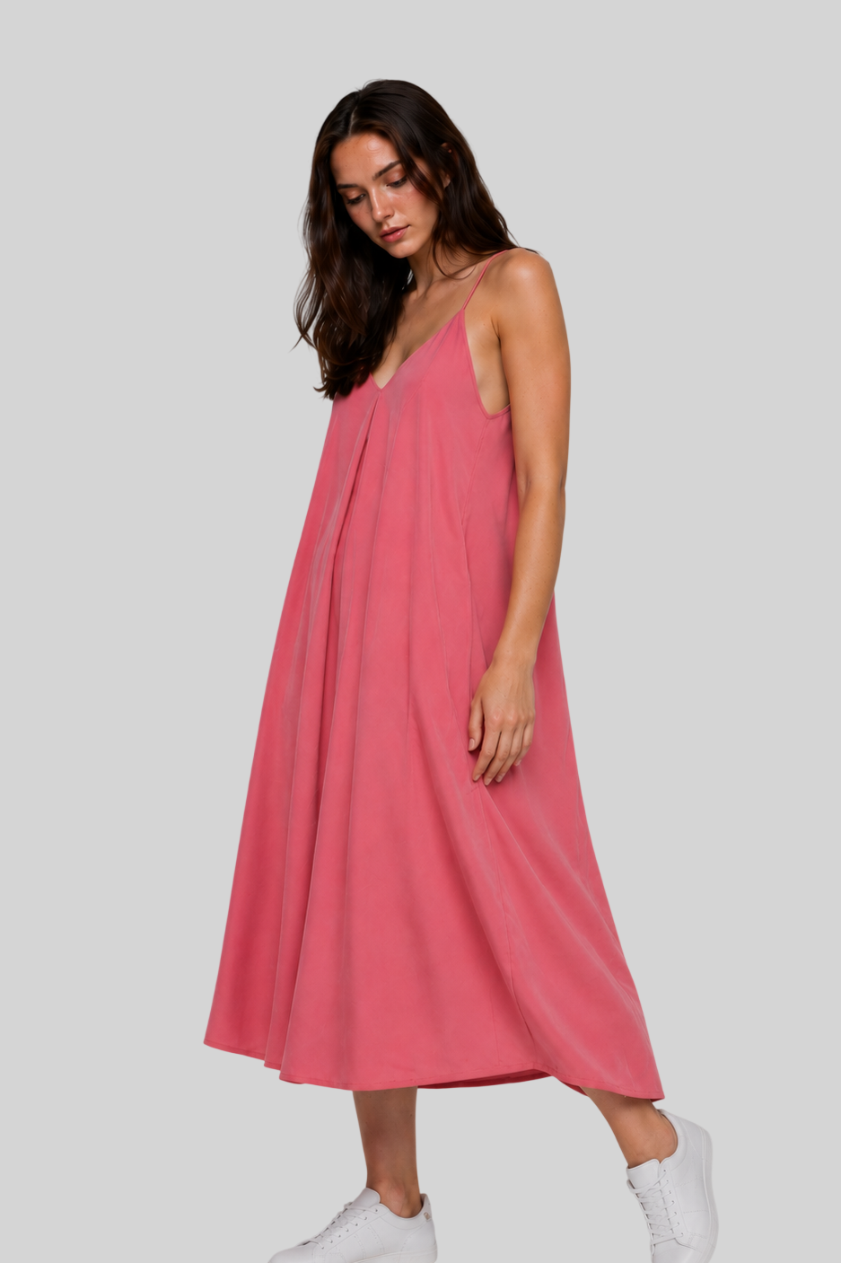 Damen Rückenfreies Slip Maxikleid – Elegantes Drapiertes Sommerkleid