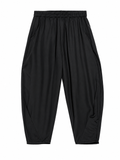 Damen Weite Hose mit hohem elastischem Bund – Plissierte Langhose