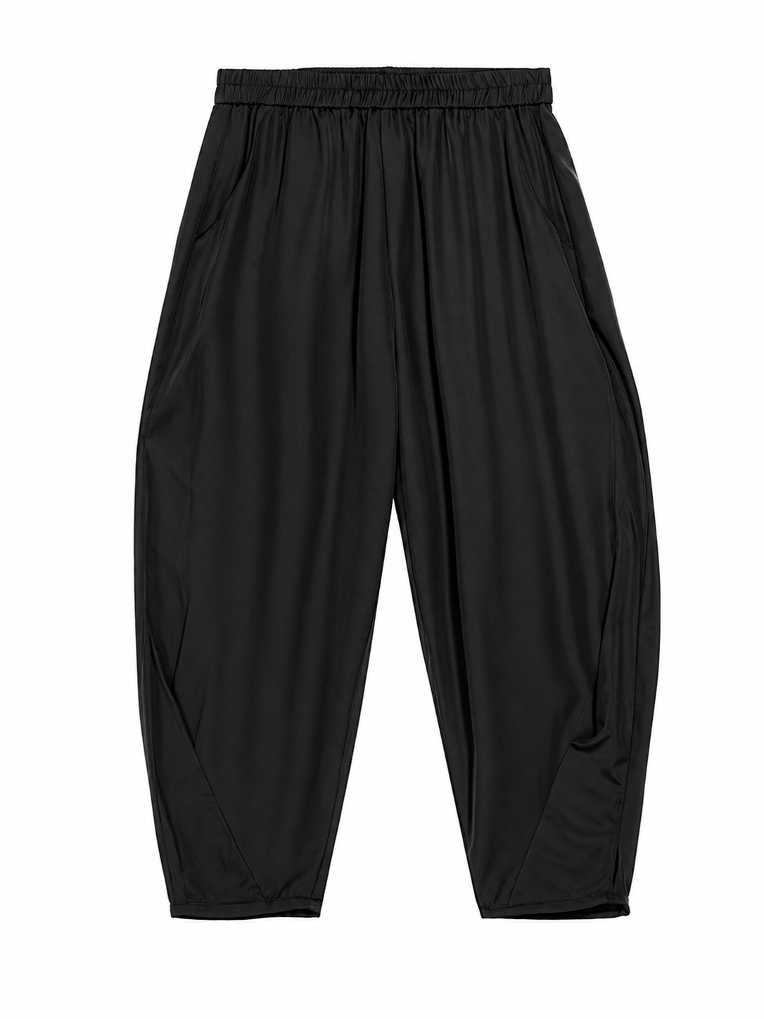 Damen Weite Hose mit hohem elastischem Bund – Plissierte Langhose