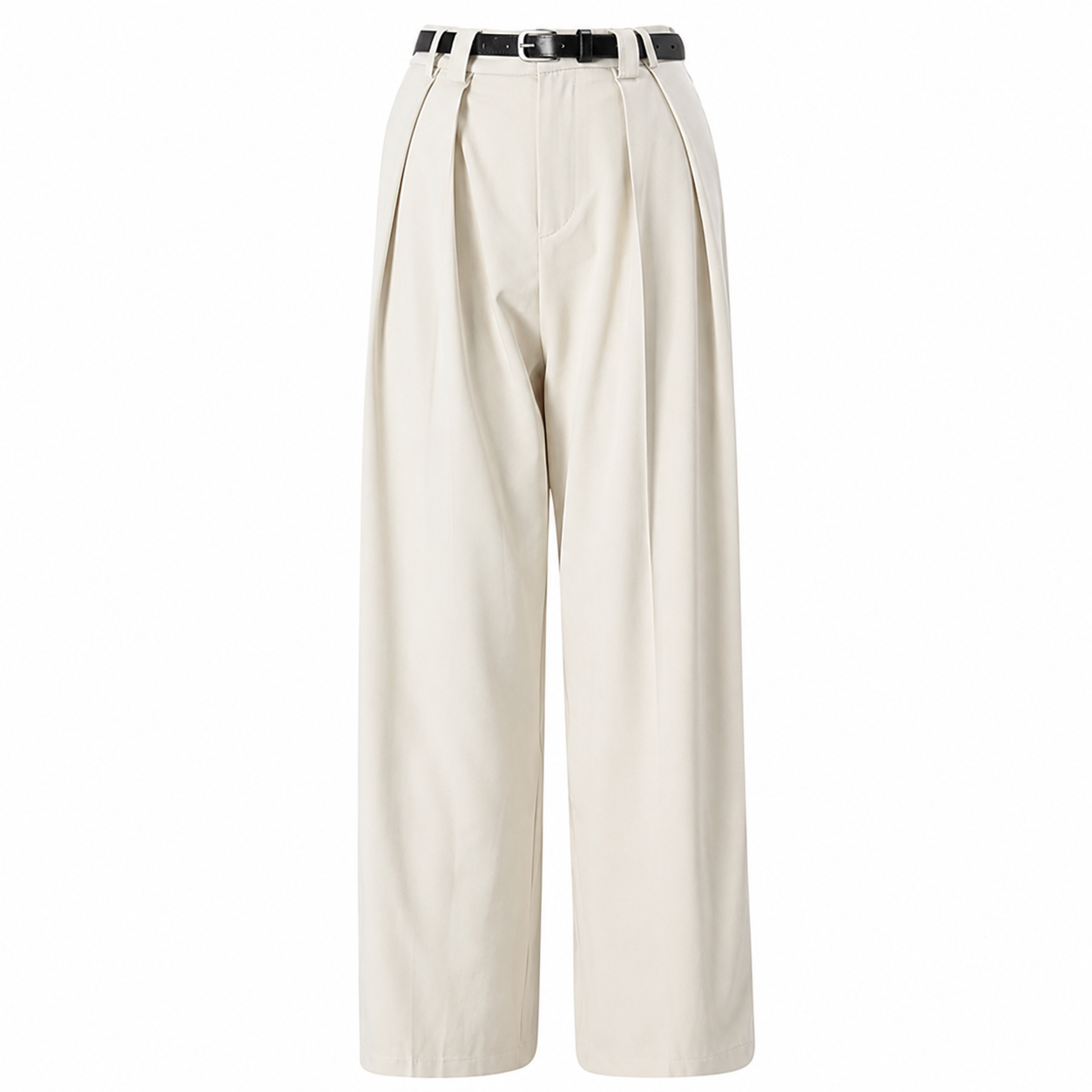 Elegante Damen Plissee Hose High Waist – Weite Loose Fit Stoffhose
