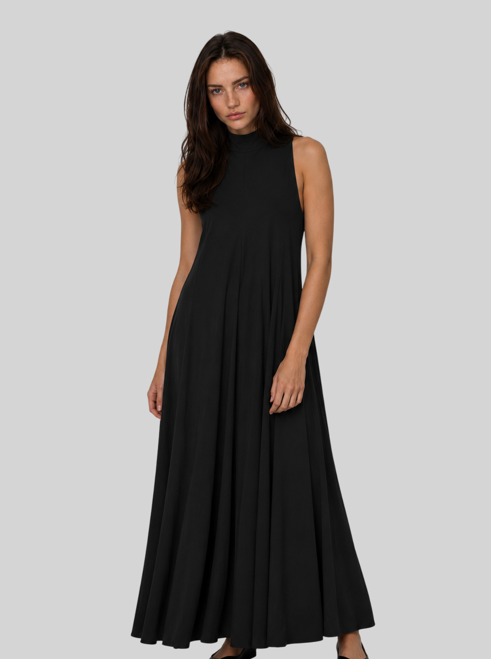Rückenfreies Damen-Maxikleid – elegantes Plissee-Kleid mit Neckholder