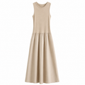 Damenkleid im Vintage-Look – langes Strickkleid mit Plissee-Design