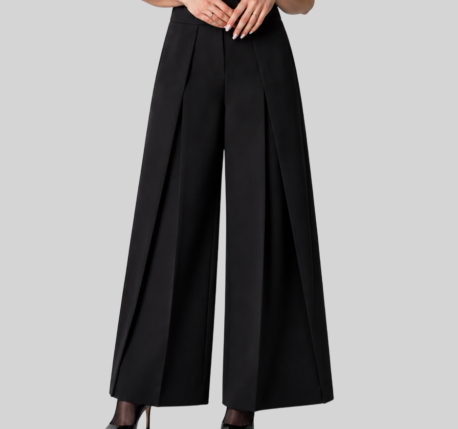Weite Damenhose für Damen – High-Waist-Design mit Plissee-Details