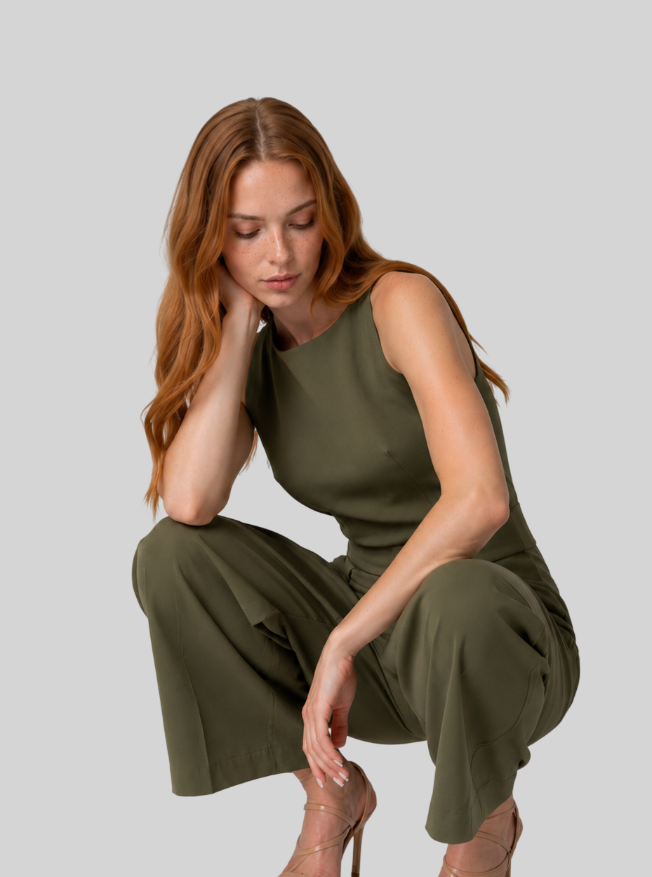 Weite Damenhose für Damen – High-Waist-Design mit Plissee-Details