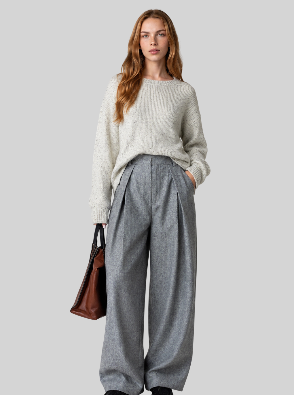 Warme Damenhose im Streifenlook – elegante Wide-Leg-Passform