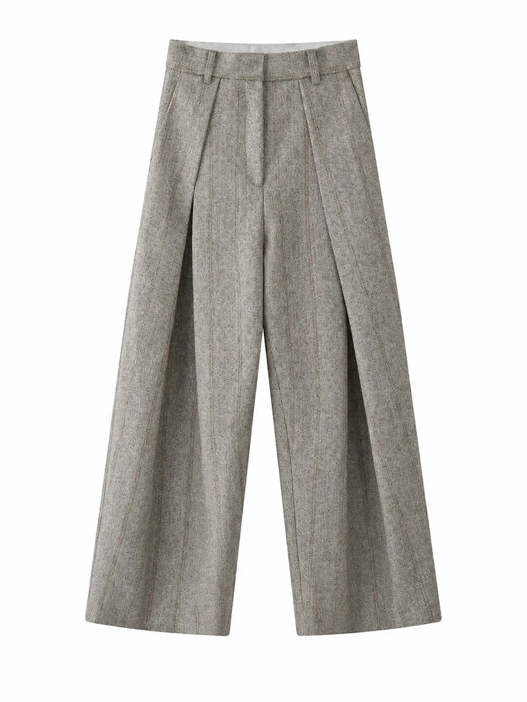 Warme Damenhose im Streifenlook – elegante Wide-Leg-Passform
