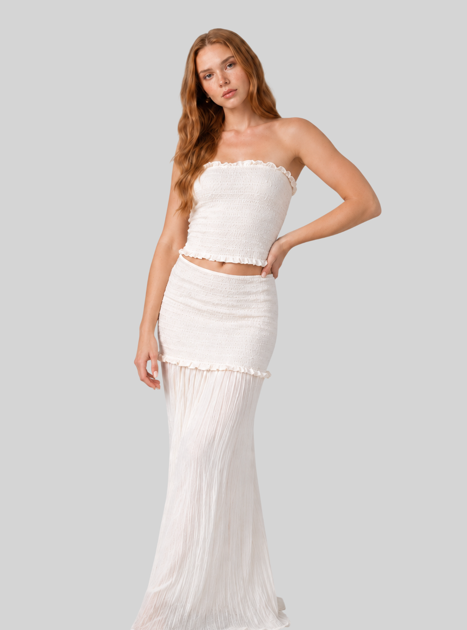 Elegantes Damen-Set – trägerloses Top mit figurbetontem Rock