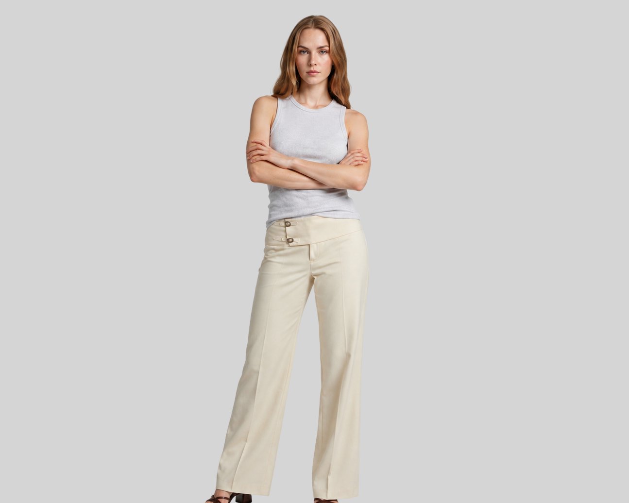 Trendige Damen Streetwear-Hose in Beige