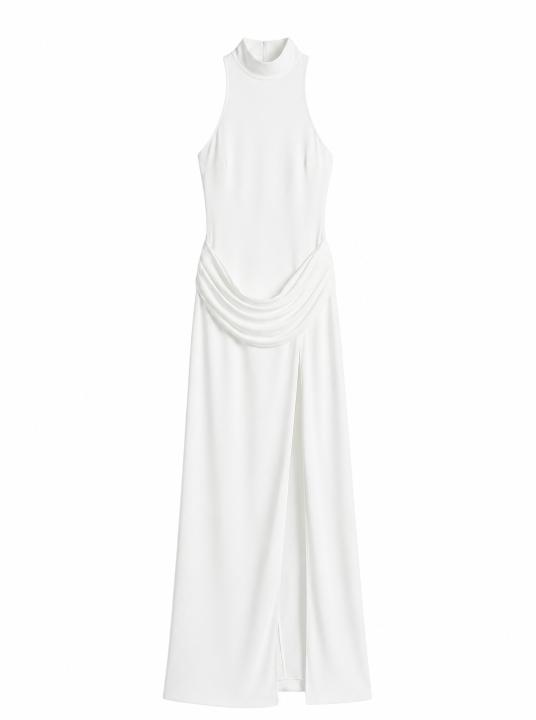 Plissiertes Maxi-Kleid mit hoher Taille & Beinschlitz – Zeitlose Eleganz