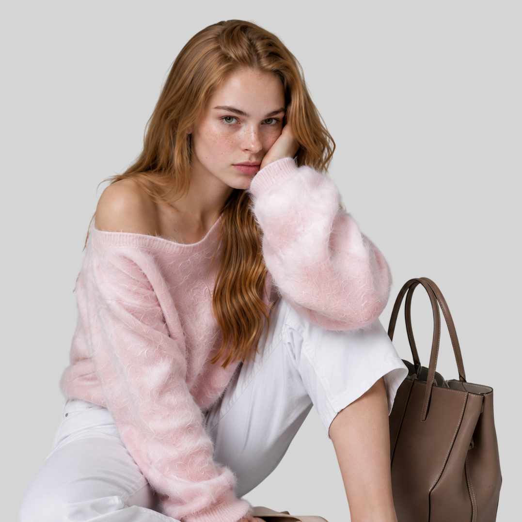 Eleganter Damen Pullover in weicher Plüschoptik