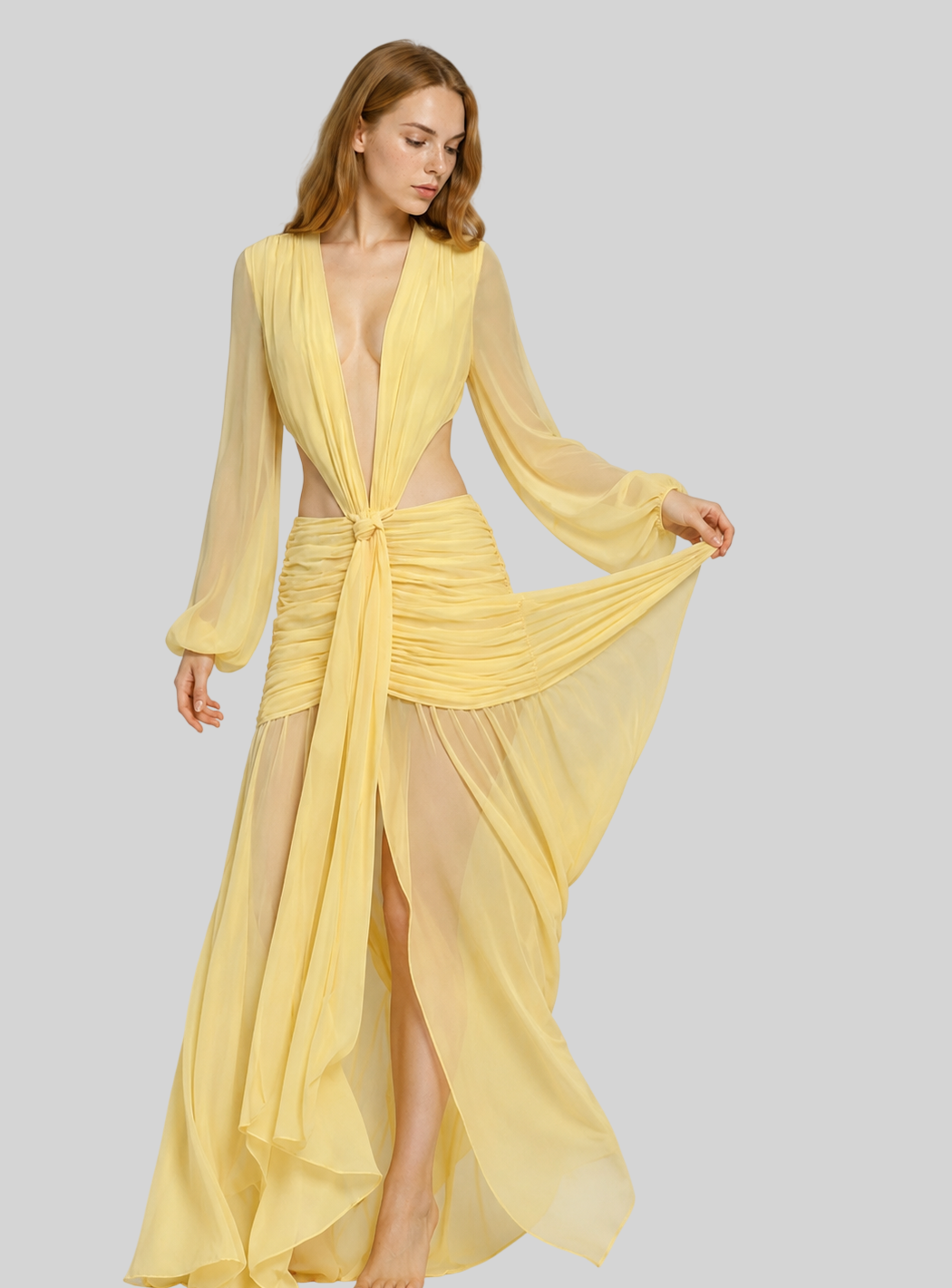 Exklusives Damen Abendkleid – Langarm & Rückenfrei
