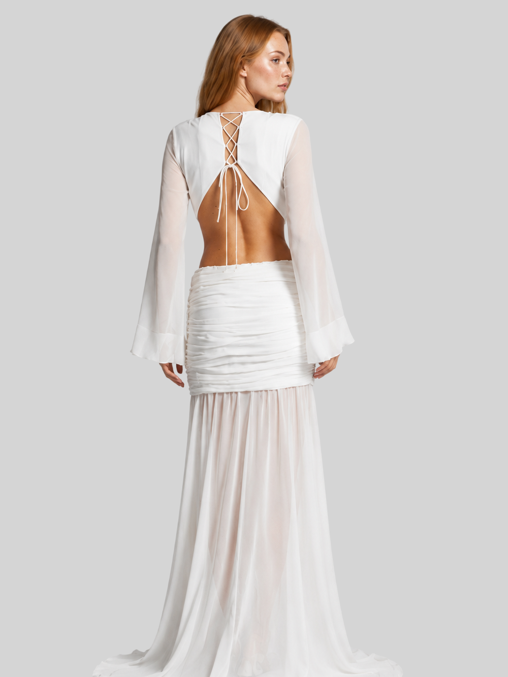 Exklusives Damen Abendkleid – Langarm & Rückenfrei