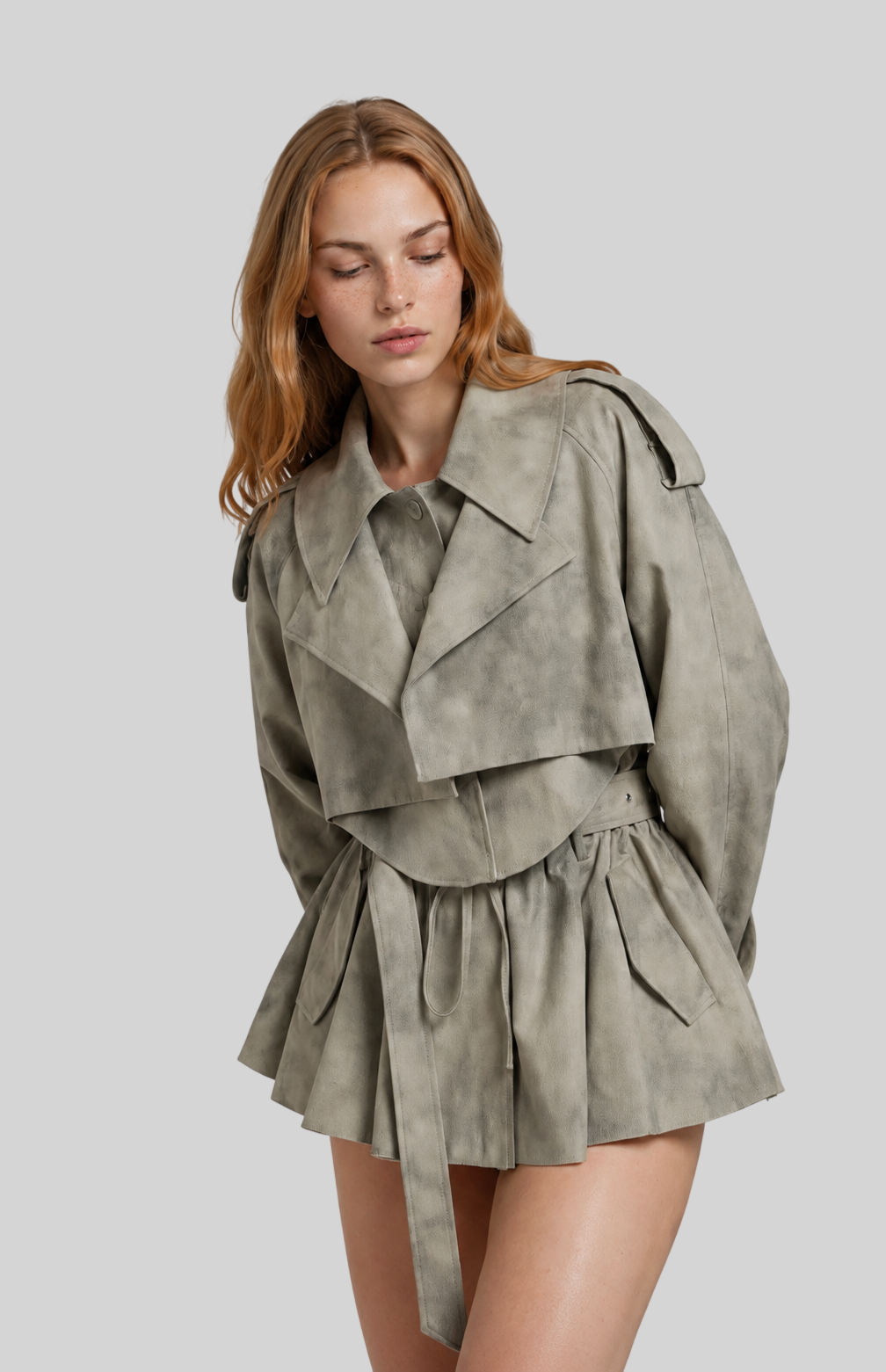 Elegantes Damen Zweiteiler Set – Jacke & Rock mit Print