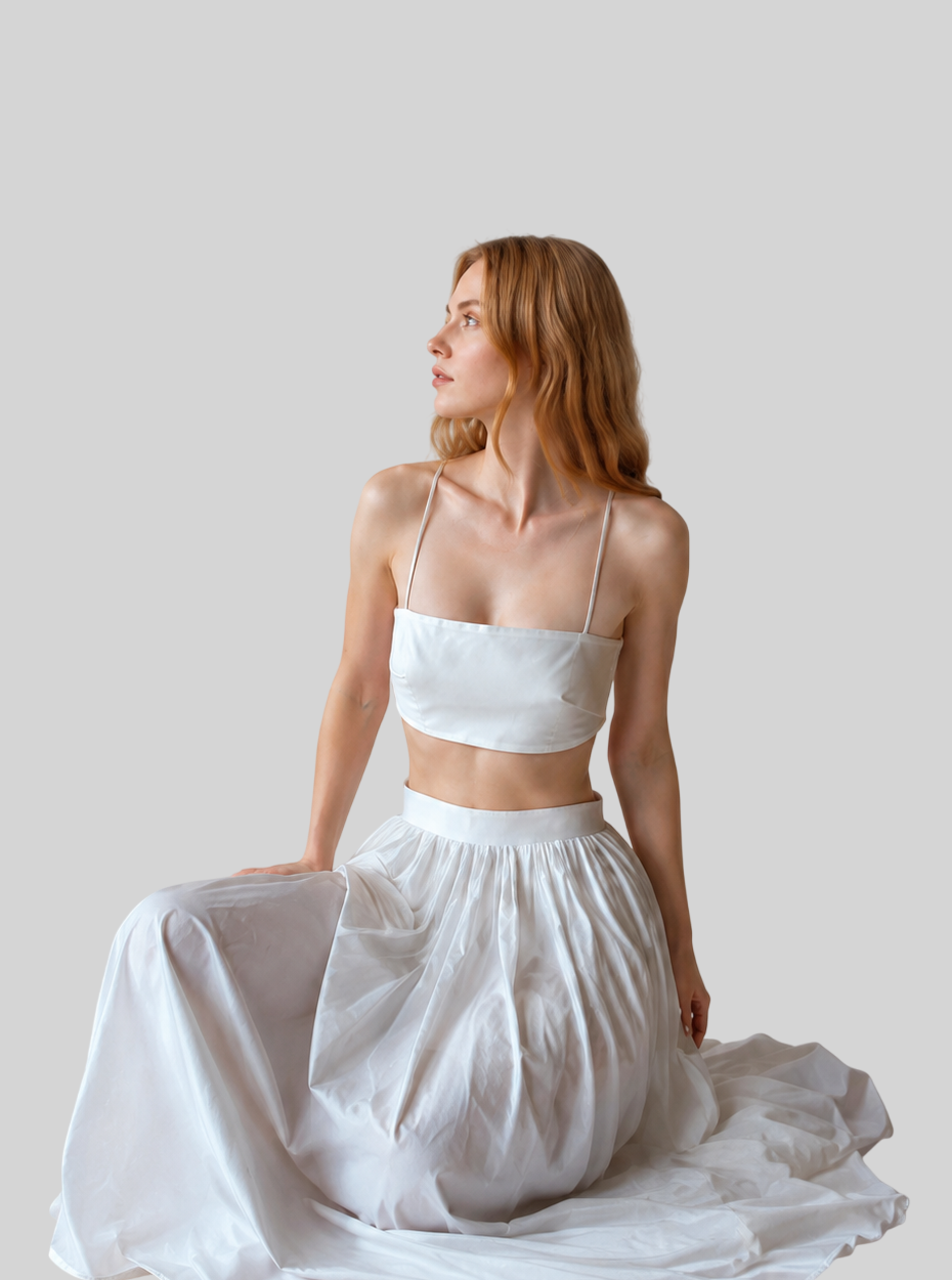 Baumwoll Sommer-Set mit Midirock – Zeitlose Eleganz