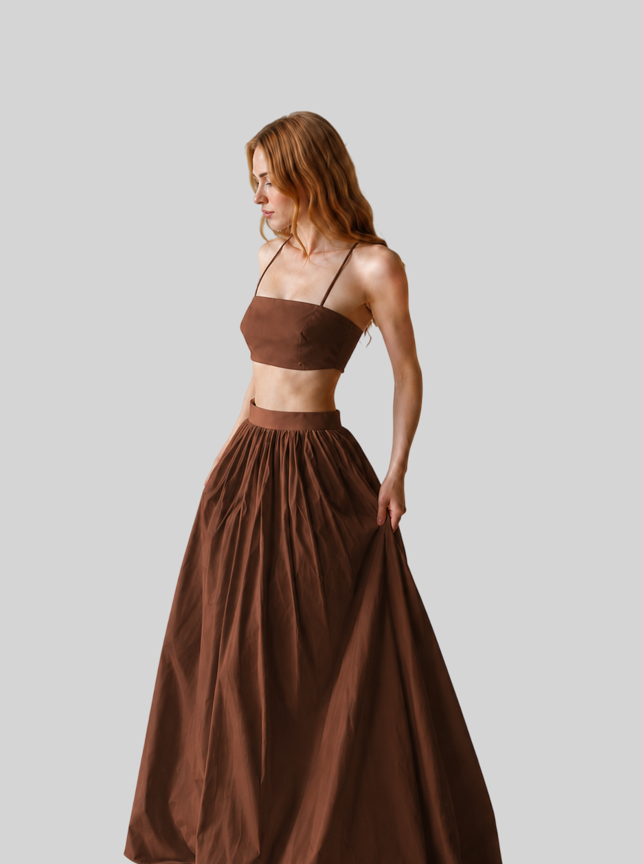 Baumwoll Sommer-Set mit Midirock – Zeitlose Eleganz