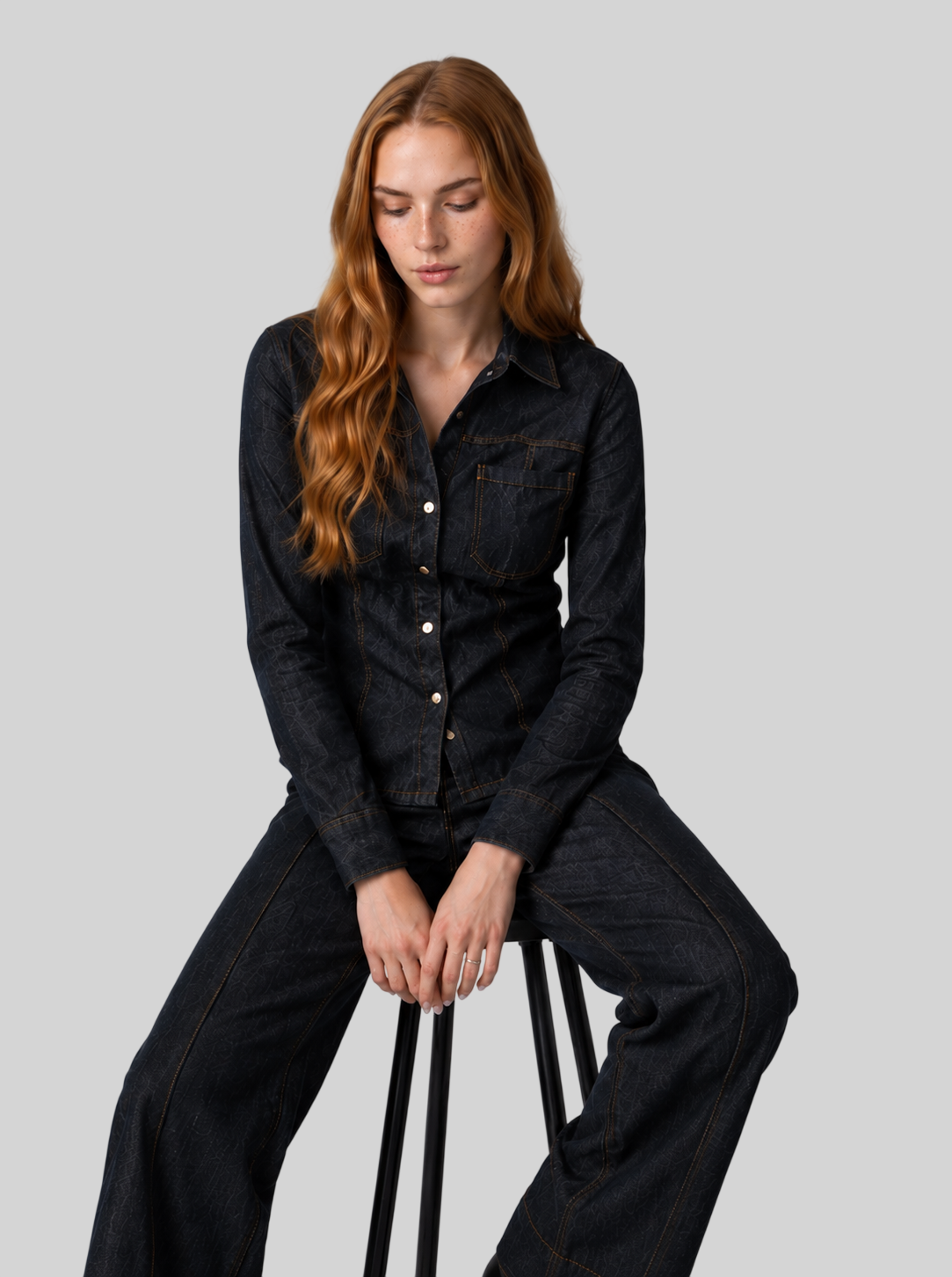Damen Denim Hemd Langarm – Stylische Jeansbluse mit Knöpfen