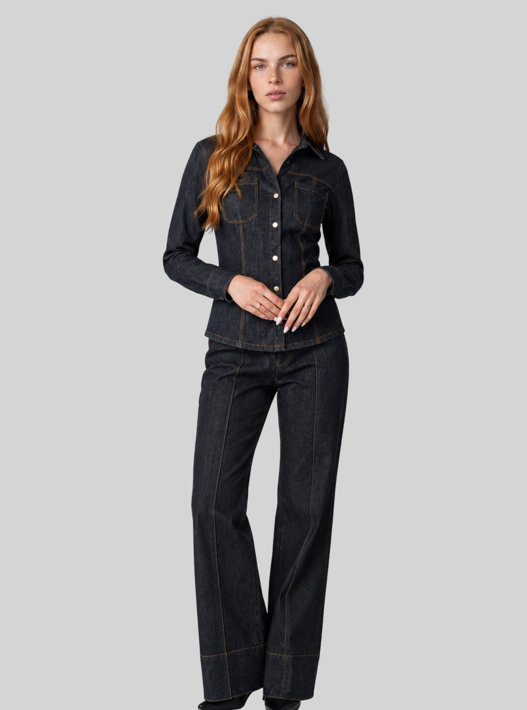 Damen Denim Hemd Langarm – Stylische Jeansbluse mit Knöpfen