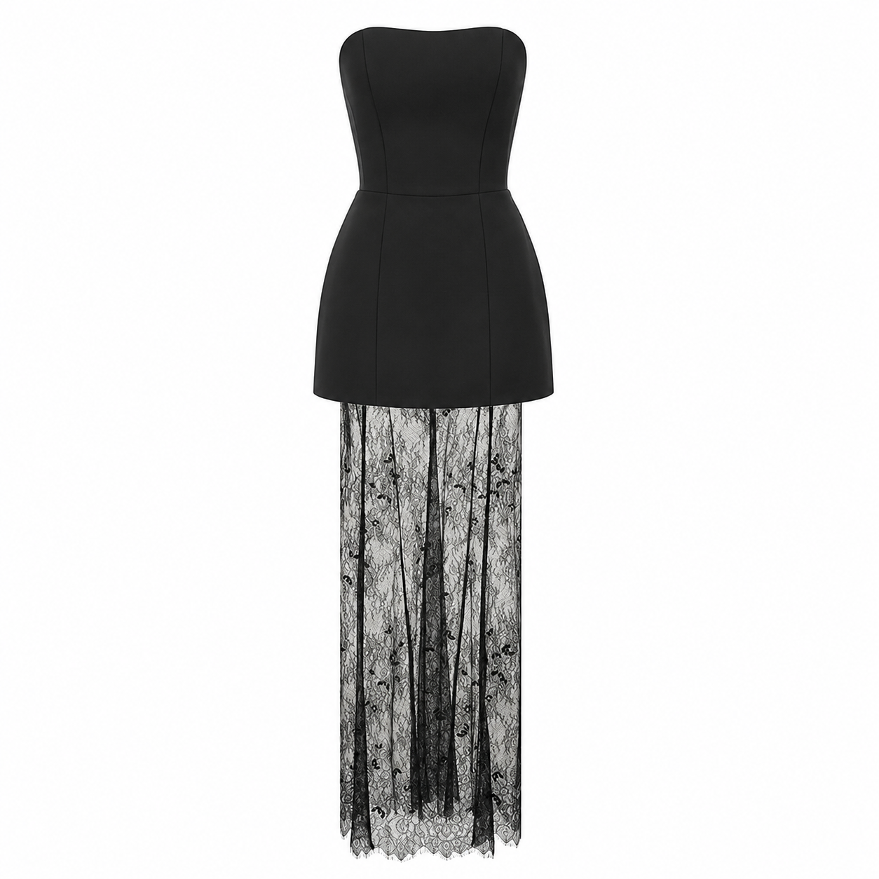 Exklusives Spitzen-Ensemble – Strapless Top mit High-Waist Rock