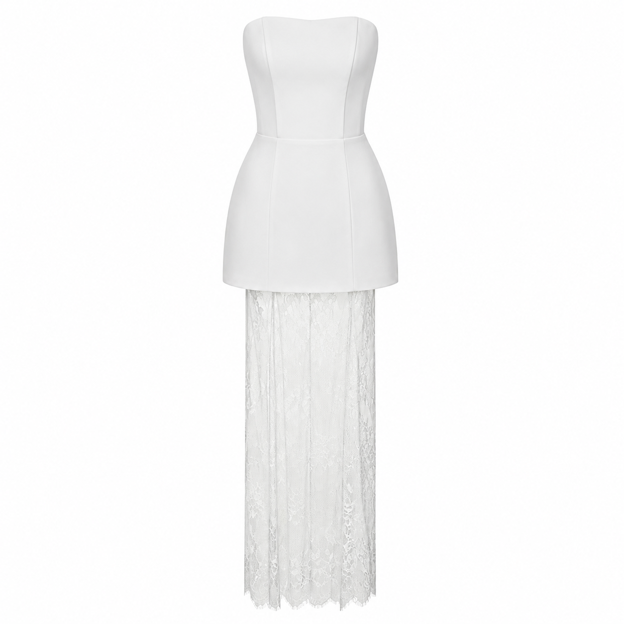 Exklusives Spitzen-Ensemble – Strapless Top mit High-Waist Rock