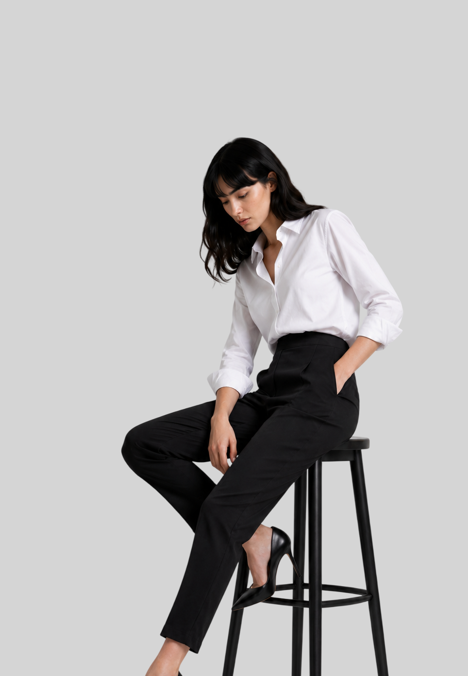 Damenhose Schwarz – Loose Fit Hose mit elastischem Bund im Casual Stil