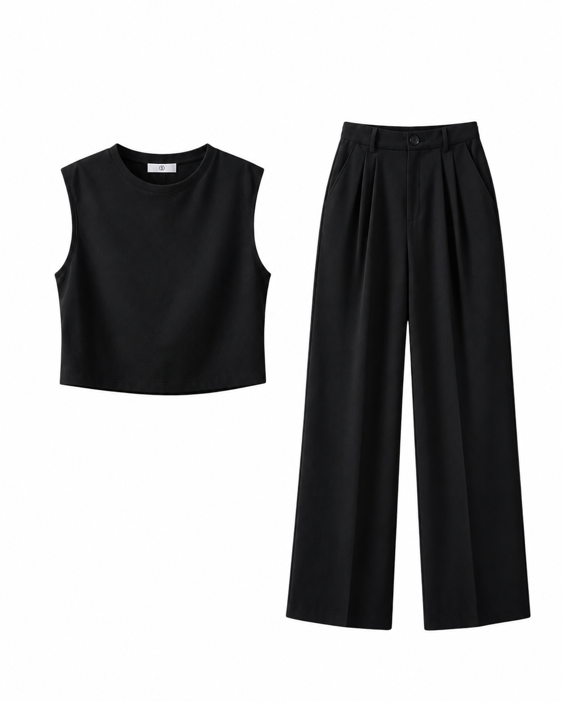 Damen Sommer-Set aus Baumwolle & Leinen – Weste & Lange Hose, 2-teilig