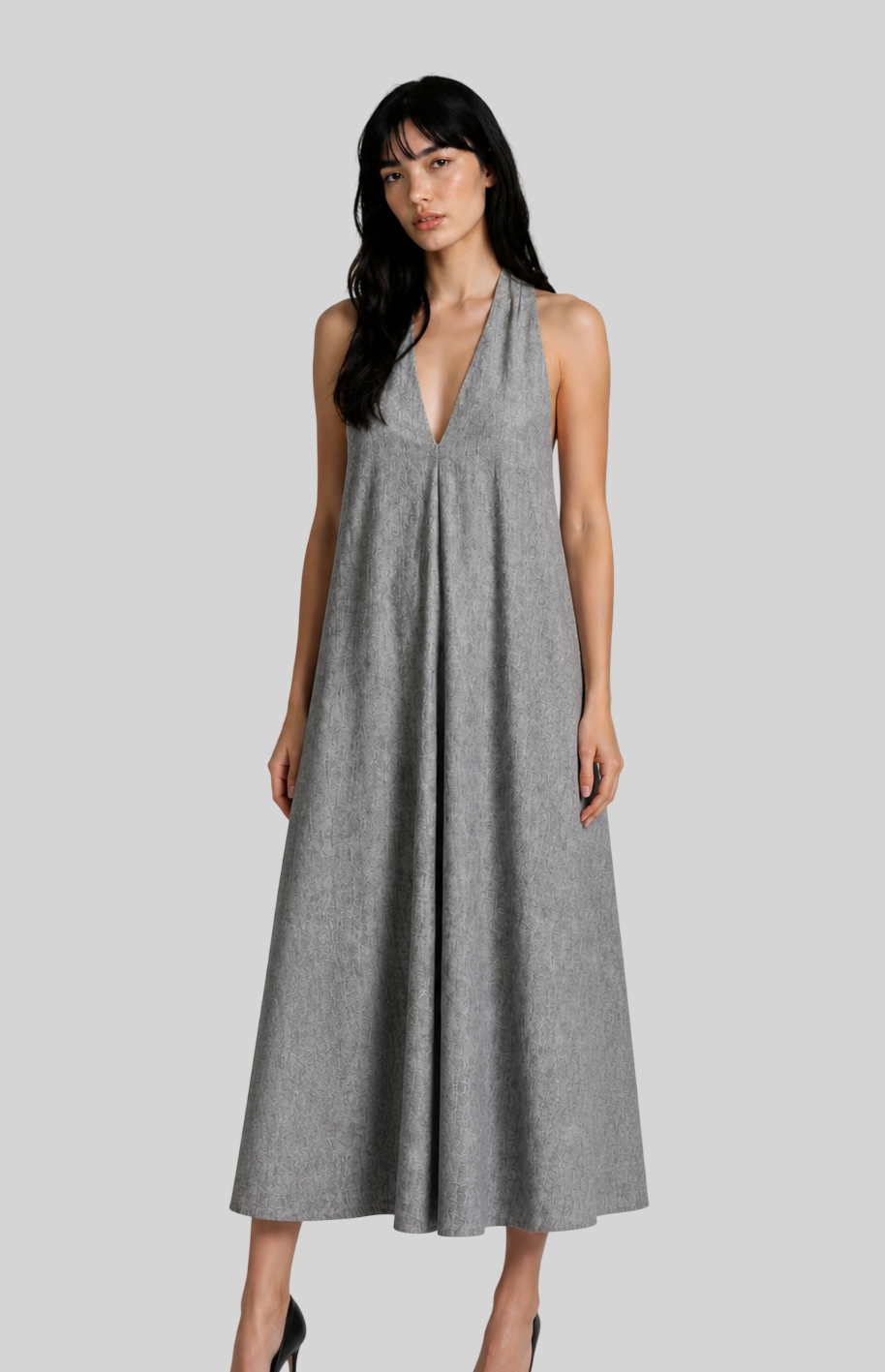 Elegantes Damen Neckholder Kleid – Rückenfreies Midikleid