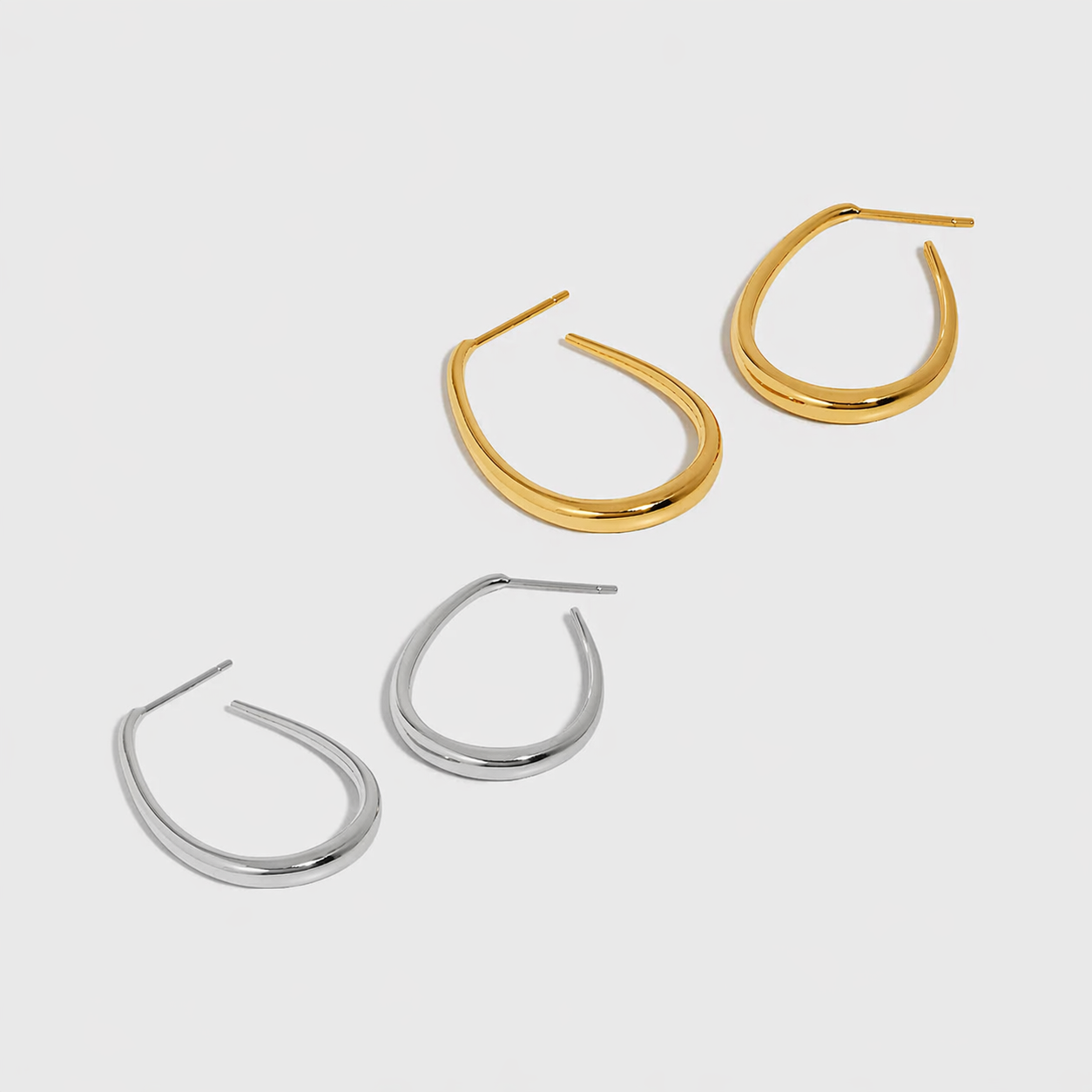Große ovale Creolen aus 925 Sterling Silber – Schlank, elegant – Vergoldet oder platinbeschichtet – Minimalistischer Ohrring