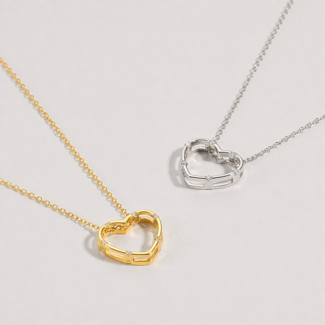 925 Sterling Silber Halskette mit Herz Anhänger – Vergoldet oder platinbeschichtet, eleganter Damen Schmuck mit Zirkonia