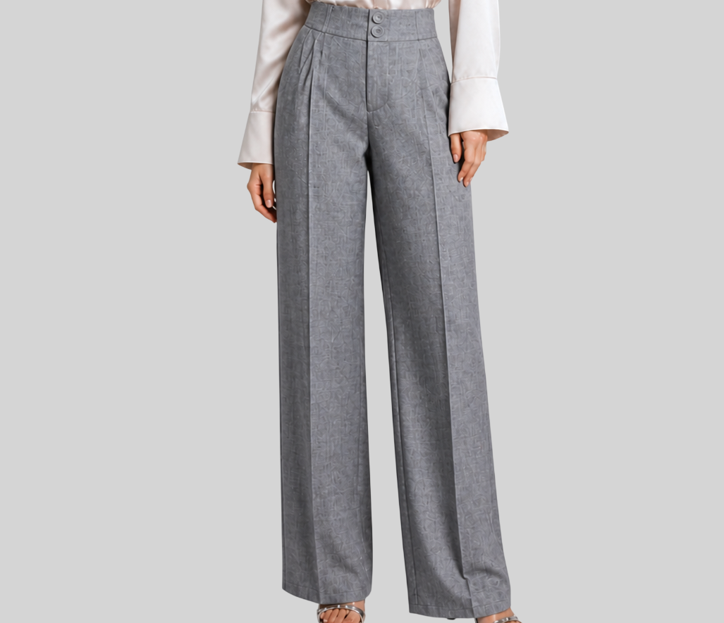 Elegante Damen Stoffhose – High Waist & Weites Bein