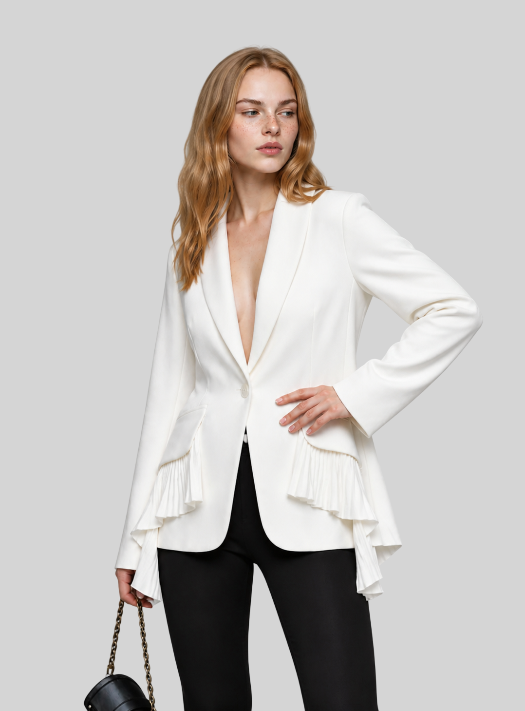 Eleganter Damen Blazer mit Rüschen – Modernes Plissee Design