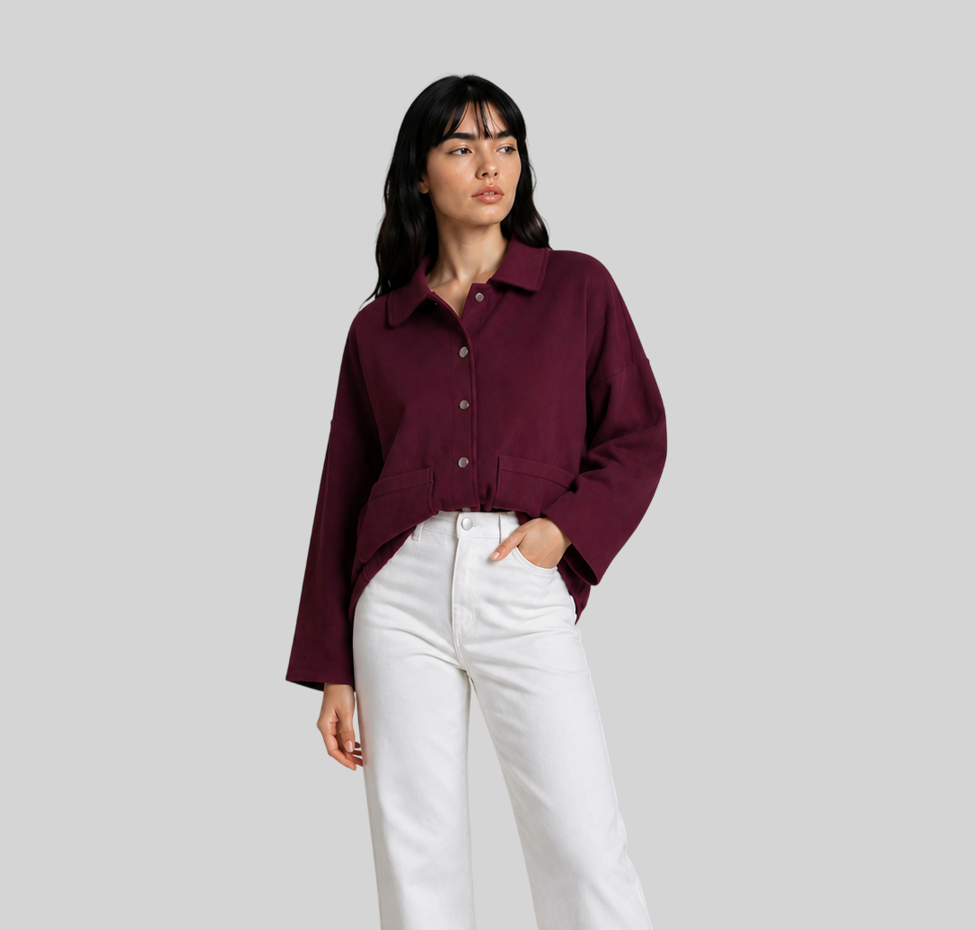 Zeitlose Damen Jacke – Einfarbig mit Knopfleiste