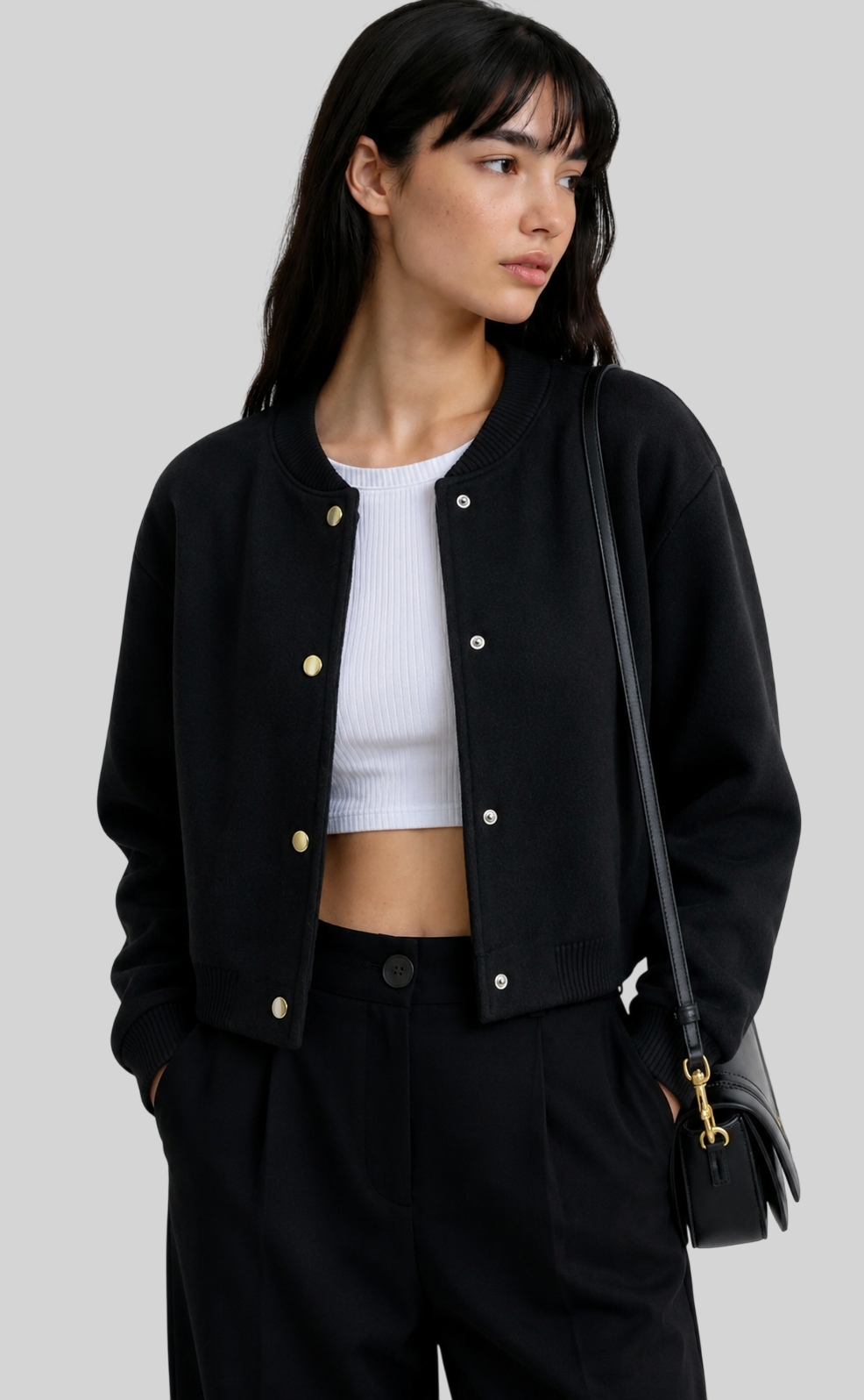Damen-Bomberjacke aus weichem Fleece – cropped, warm und stylisch