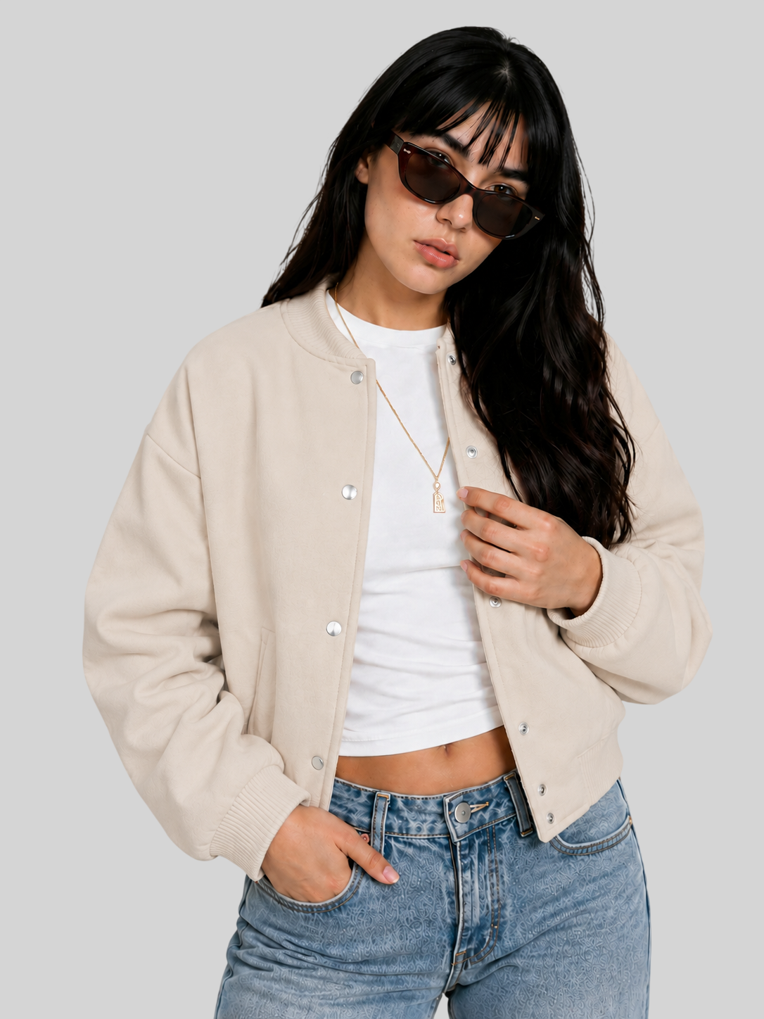 Damen-Bomberjacke aus weichem Fleece – cropped, warm und stylisch