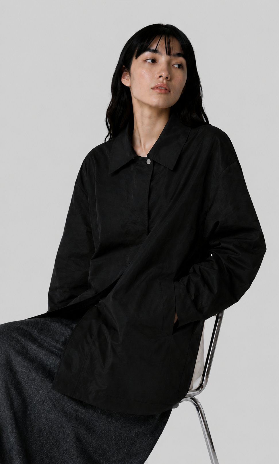 Damen Langer Windbreaker Mantel – Stylischer Trenchcoat mit Reißverschluss