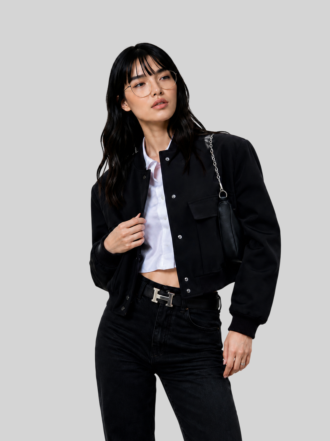 Moderne Damen Cropped Bomberjacke – Langarm Fashion Jacke